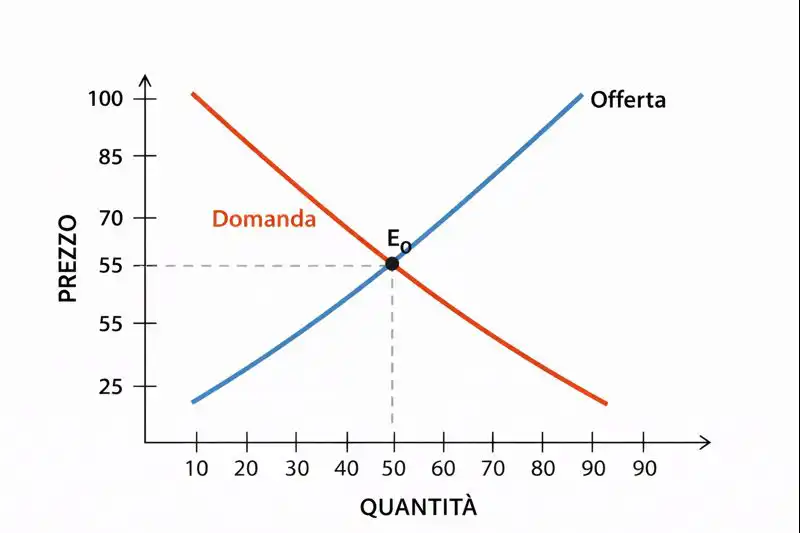 Punto di equilibrio tra la curva della domanda e la curva dell’offerta