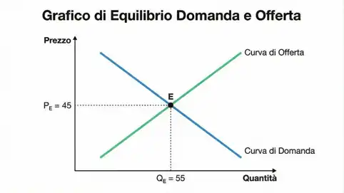 Intersezione tra curva della domanda e curva dell’offerta