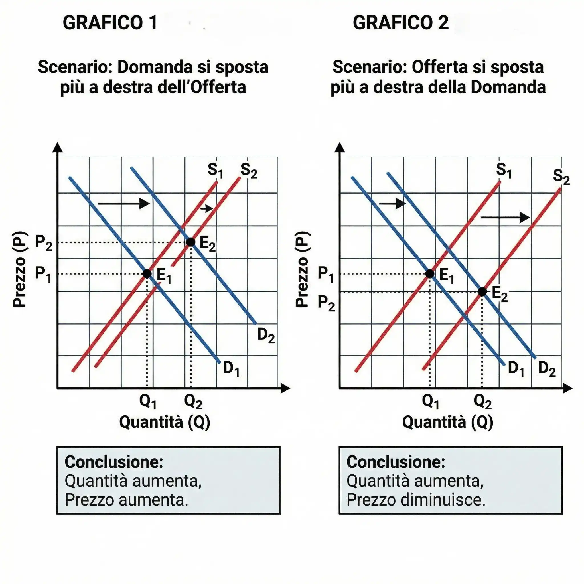 Spostamento verso destra delle curve della domanda e dell’offerta