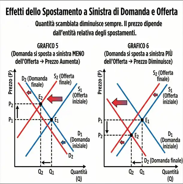 Spostamento verso sinistra delle curve della domanda e dell’offerta