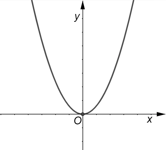 Parabola della funzione y uguale ax quadrato con vertice nell'origine